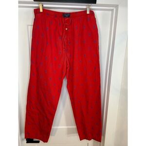 Polo Ralph Lauren Mens Red Blue All Over Pony Pajama Pants Size L Cotton Lounge